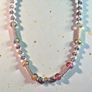 Iridescent And Silver Beaded Necklace